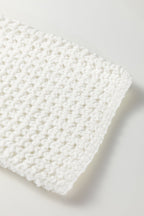 White Hollowed Detail Wide Sleeve Loose Pullover Sweater