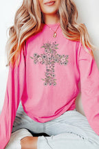 Floral Cross Easter Comfort Colors Long Sleeve