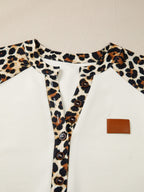 Leopard Print Raglan Sleeve Blouse