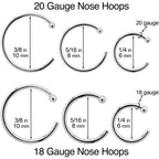20G 5/16 Solid 18K White Gold Nose Hoop