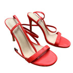 Coutgo Womens Size 8 Red Strappy Gladiator 4" Heel Open Toe Ankle Strap Shoes