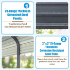 [20X20FT] Alora Extra Large Premium Heavy-Duty Outdoor Metal Carport Shelter (SAK97425)