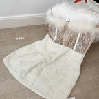 Women's French Strapless Bodycon Dress Lace Fur Trim Splicing Mini Dress For Birthday Dinner Club Night