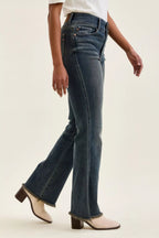 Judy Blue High Waist Double Button Frayed Hem Jeans