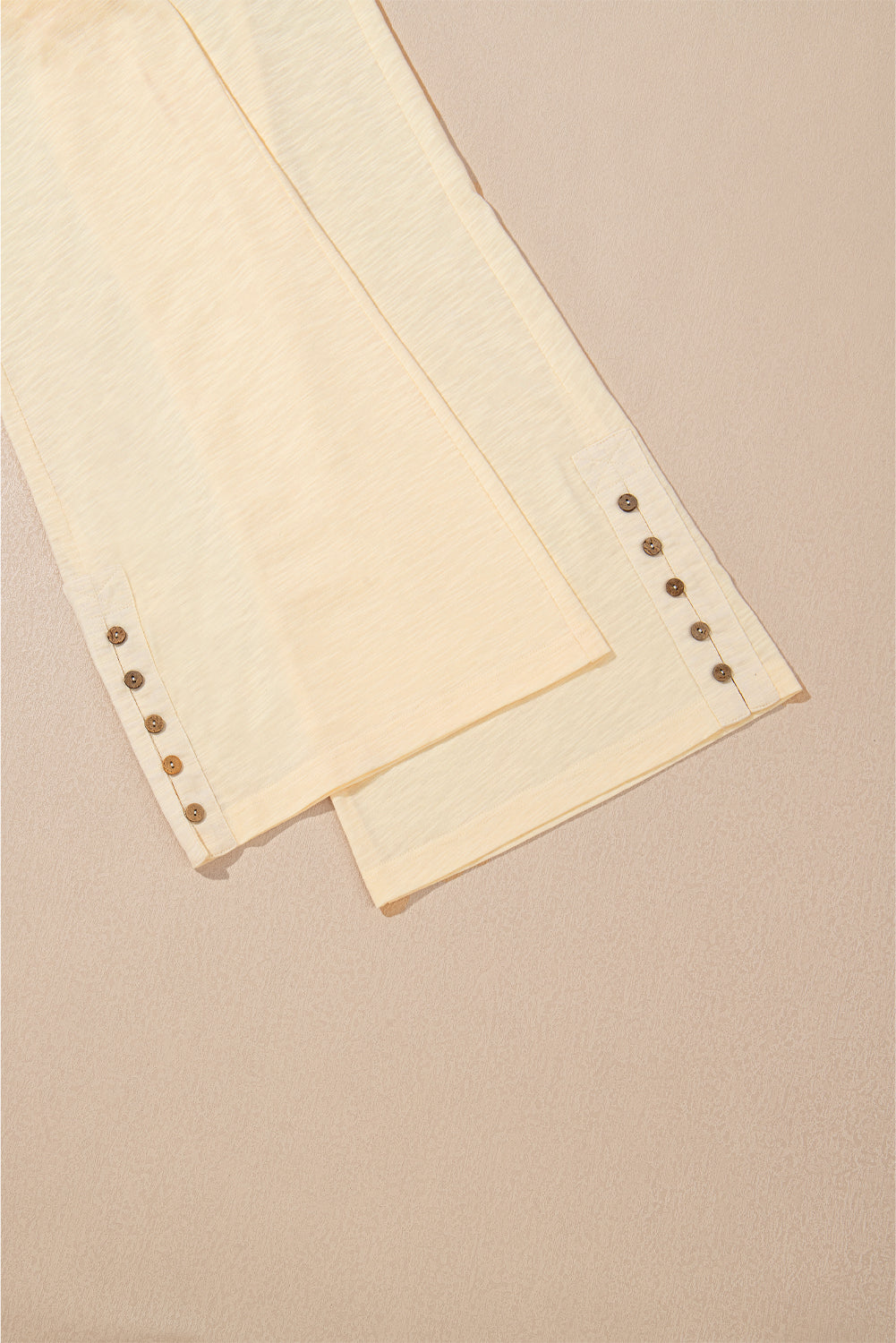 Beige Solid Color Tank Top and Smocked Waist Pants Set