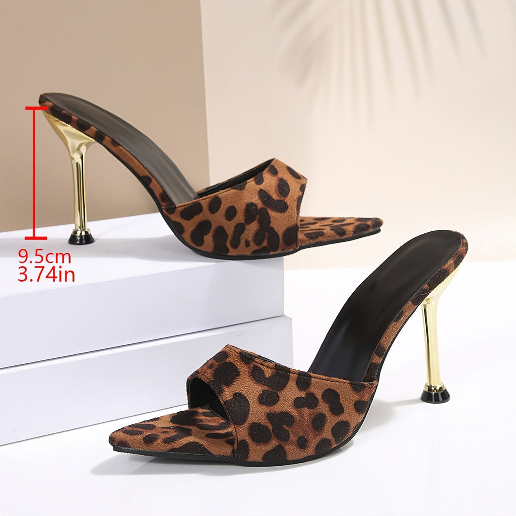 Women's Leopard Print High Heel Sandals, Women Shoes
