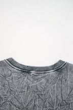 High-rise saved by grace Letter Embroidery Mineral Wash Loose Sweatshirt