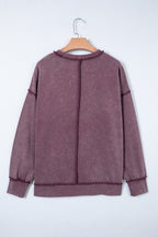 Valerian Mineral Wash Exposed Seam Side Slit Sweatshirt