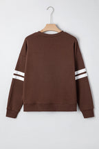 Sky Blue Varsity Striped Detail Drop Shoulder Oversized Sweatshirt