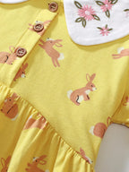 Children's Bunny Print Peter Pan Collar Dress