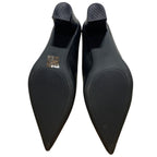 VenusCelia Womens Size 9 Black 3" Block Heel Closed Pointed Toe PU Leather Shoes