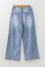 Beau Blue Multi Buttons Wide Leg Jeans