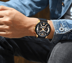 Men's Sports Waterproof Watch With Leather Belts, Chronometers And Large Numbers Details Luxury Watches Unique Design Excellent Gift