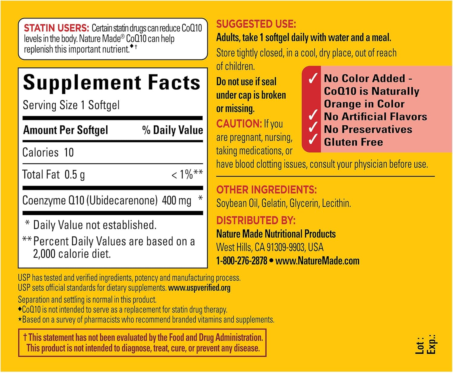 Nature Made CoQ10 400mg Unflavored 40 Soft-gels