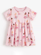 Children's Ballerina Print Short Sleeve Dress