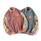 Men's Loose Color-block Corduroy Baseball Jacket