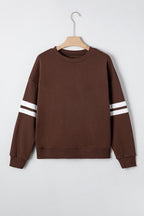 Sky Blue Varsity Striped Detail Drop Shoulder Oversized Sweatshirt