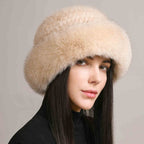 Women’s Mink Hair Winter Hat – Braided Fur Warm Elegant Beanie