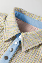 Beau Blue Button Front Jacquard Henley Sweatshirt