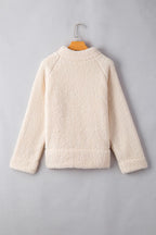 Women Solid Fleece High Neck Pullover Sweatshirt