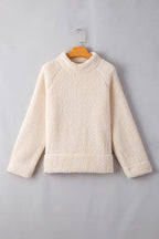 Women Solid Fleece High Neck Pullover Sweatshirt