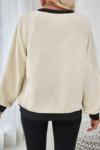 Women Raglan Sleeve Crew Neck Textured Sweatshirts