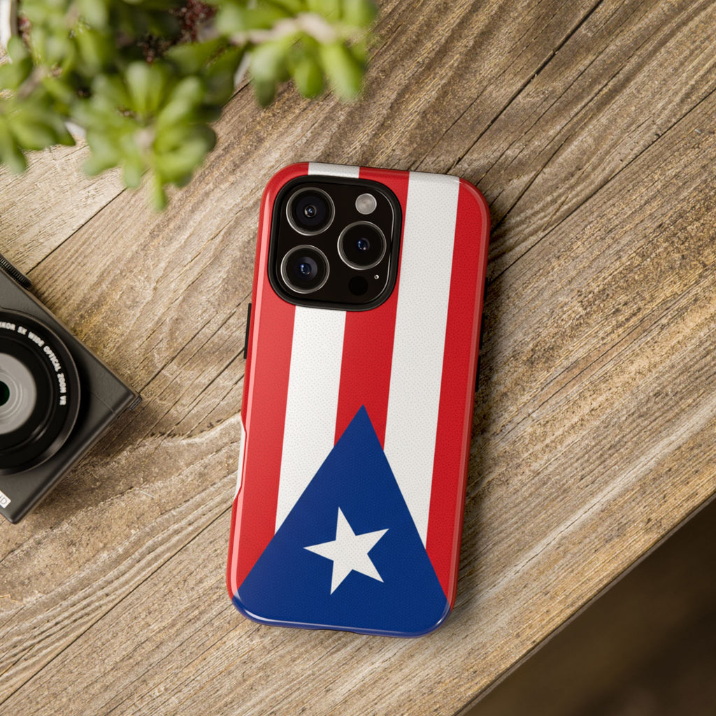 Puerto Rico Flag Tough Phone Case Patriotic Red & White Stripe Design