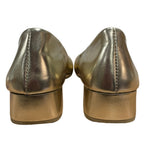 Jeekopeg Womens Size 9 Gold 1.25" Chunky Heel Round Closed Toe PU Leather Shoes