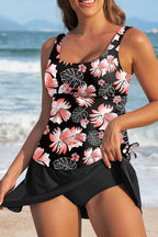 Blue Stripe Scoop Neck Adjustable Tankini and Matching Skort Bathing Suit