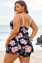 Skobeloff Plus Size Ribbed Contrast Trim Adjustable Straps 2pcs Swimsuit