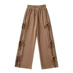 Side tie ribbon bows sweat pants