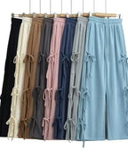 Side tie ribbon bows sweat pants