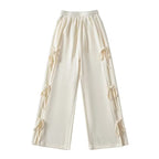Side tie ribbon bows sweat pants