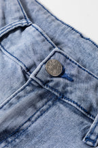 Dirty blue Button Zip High Waist Flared Hem Jeans