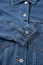 Blue Stripe Washed Oversized Pocketed Denim Jacket