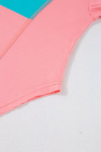 Light Blue Colorblock Drop Sleeve Round Neck Top