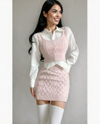 New pink  Dress Sweater dress for teenage girl