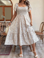 Plus Size Backless Midi Dress – Elegant Pleated Summer Party Dress