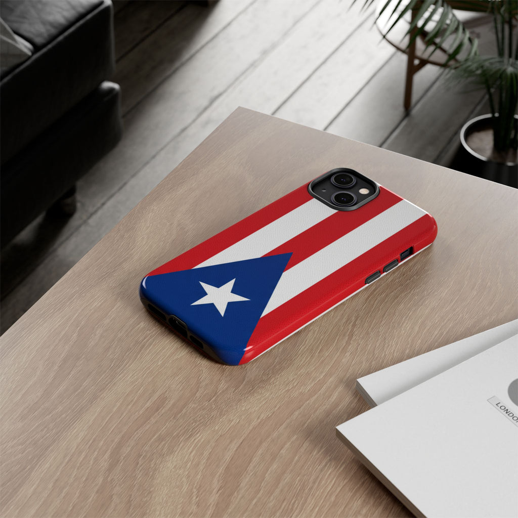 Puerto Rico Flag Tough Phone Case Patriotic Red & White Stripe Design