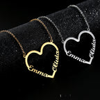 Fashion Custom Stainless Steel Name Heart Necklace for Women Personalized Letter Gold Choker Necklace Gift