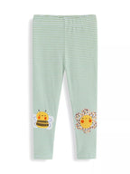 Children's Striped Bee Flower Appliqued Leggings