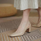 Chunky Heel Square Toe Commuter Pumps