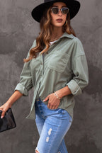 Pink Corduroy Button Pocket Shirt