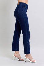 Judy Blue Full Size Hw Work Wear Knee Patch Straight Jeans Plus Size