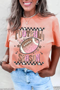 Pink FOOTBALL SEASON Heat Transfer Printing Graphic Game Day T Shirt
