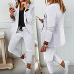 Women’s Notch-Lapel Blazer & Drawstring Pants Suit Set