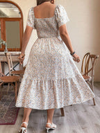 Plus Size Backless Midi Dress – Elegant Pleated Summer Party Dress