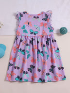 Children's Butterfly Print Ruffled Dress