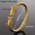 Double Dragon Copper Bracelet – Rock & Hip-Hop Style, Unisex