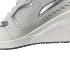 Cestfini Womens Size 9 White Lace Up Silver Accent Wedge Heel Sneaker Shoes